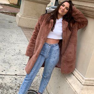 BB Dakota Rose Pink Faux Fur Coat